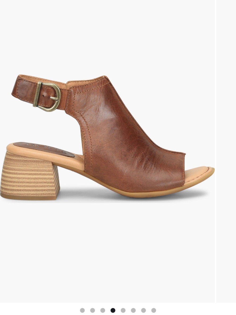 Born Brown Leather Open-Side Block Heel Sandal